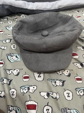 Gray Newsboy Cap - Soft Fabric Baker Boy Hat